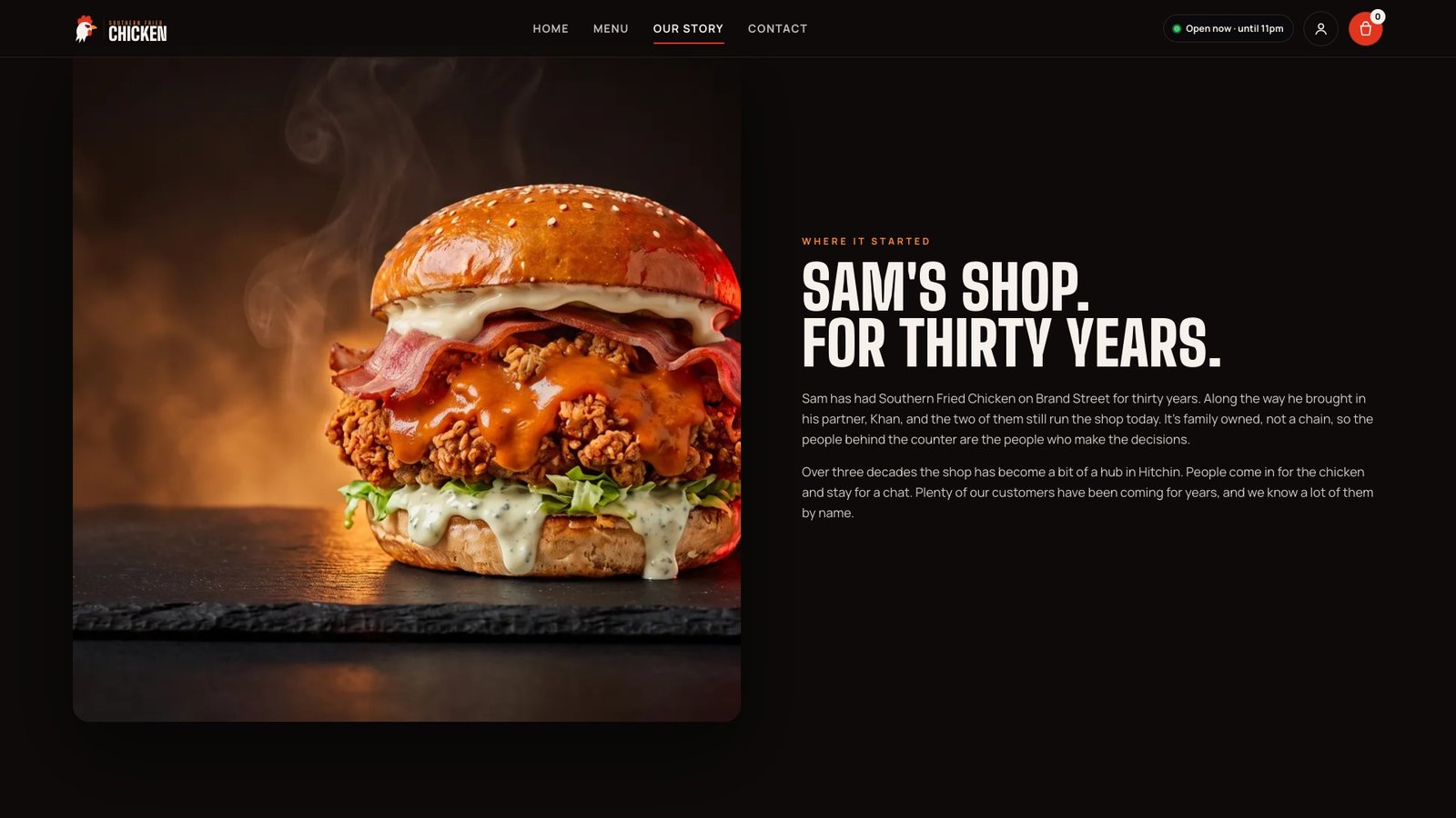 Our story page about the shop